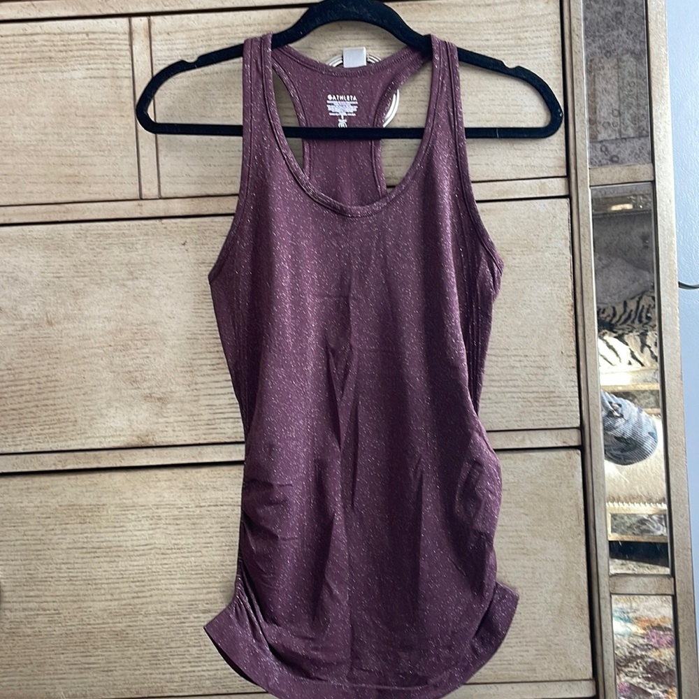 Athleta ruched metallic tank top, size S